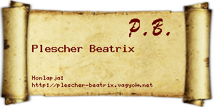 Plescher Beatrix névjegykártya